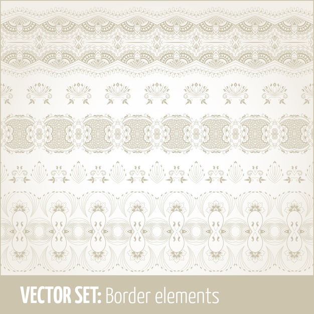 境界要素とページの装飾要素のベクトルセット。ボーダーの装飾要素のパターン。エスニックボーダーイラストベクトル。