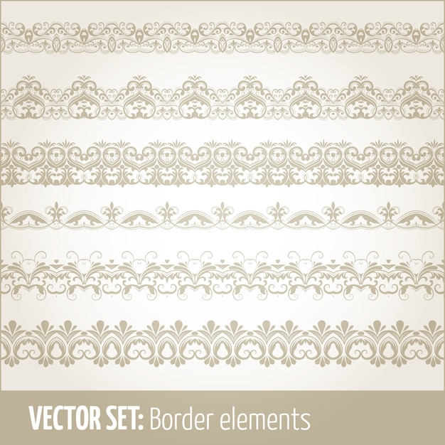 Векторный набор элементов границы и элементов оформления страницы. пограничные элементы орнаментов. векторные иллюстрации.