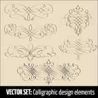 Бесплатное векторное изображение Векторный набор каллиграфических элементов оформления страницы. элегантные элементы для вашего дизайна.