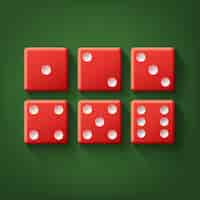 Free vector vector set of red casino dice top view isolated on green poker table