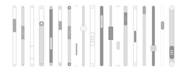 vector set of scroll bars volume or brightness sliders for website or web page