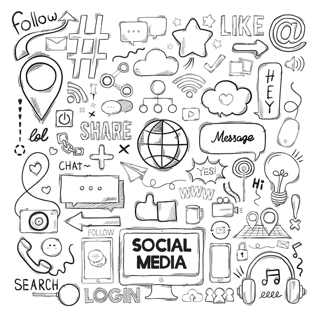 Vector set of social media icons