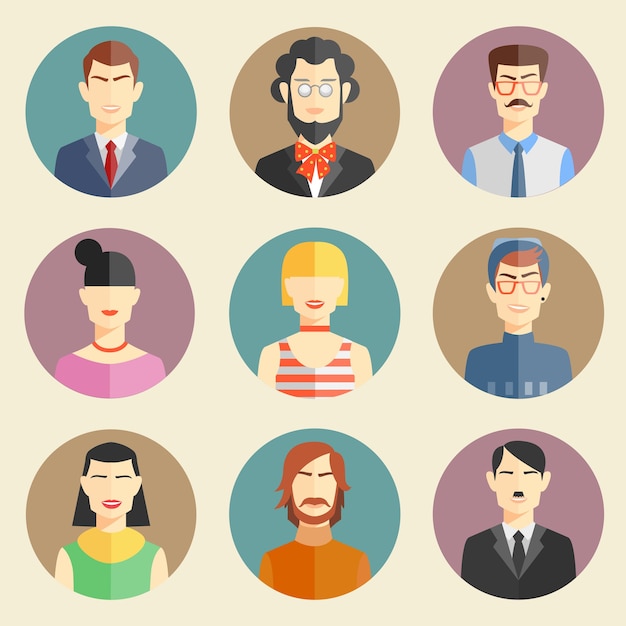 Free vector vector set of stylish handsome characters in modern flat design