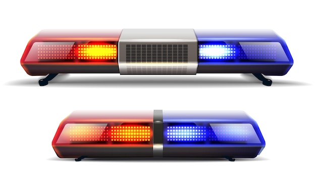 Free vector vector set of two police car top lights in red and blue.