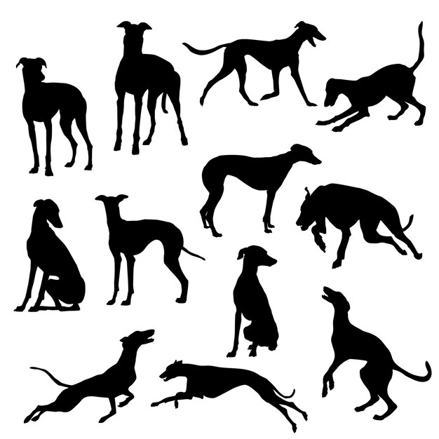 犬のシルエットを実行する プレミアムベクター