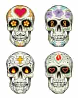 Free vector vector skulls with flowers for day of the dead