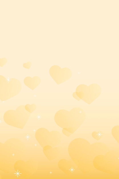 Бесплатное векторное изображение Векторный блеск желтого сердца узор фона