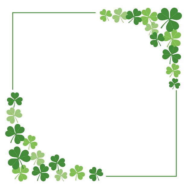Free vector vector square clover frame illustration for st. patricks day isolated on a white background.