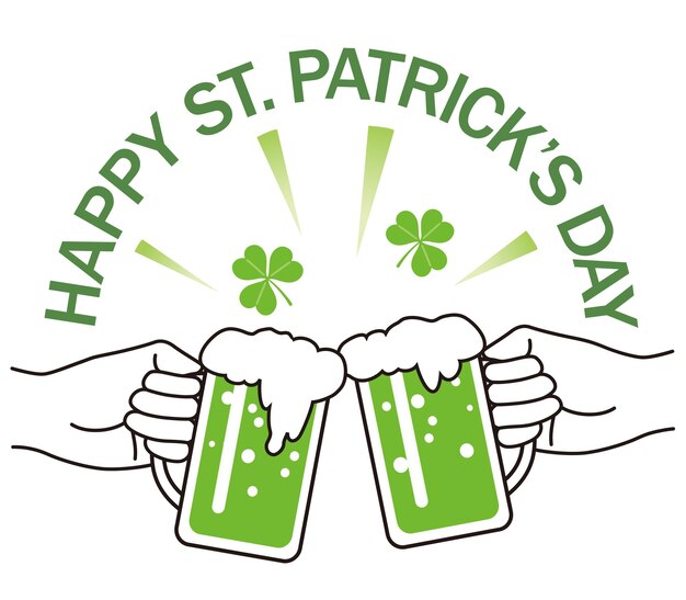 Vector St. Patricks Day Beer Toast Illustration Isolated On A White Background.