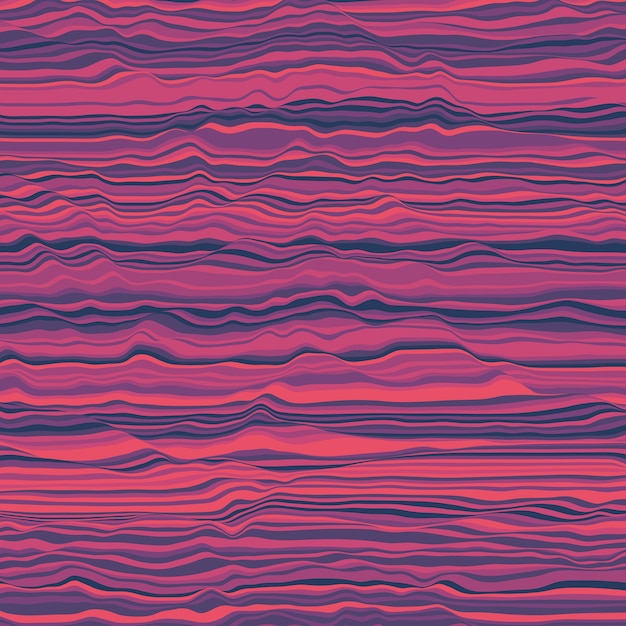 縞模様のベクトルの背景。抽象的な色の波。音波振動。ファンキーなカールライン。上品な波状の質感。表面の歪み。カラフルな背景。