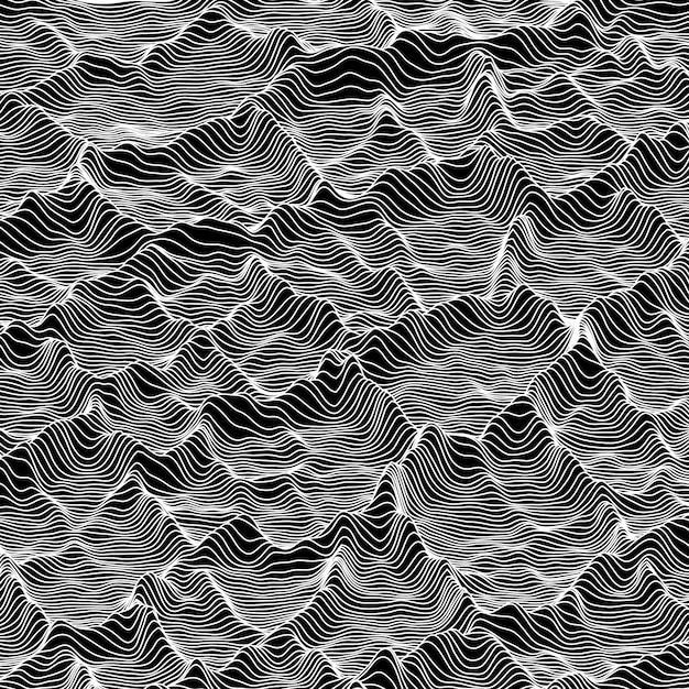 Vector striped grayscale background. abstract line waves