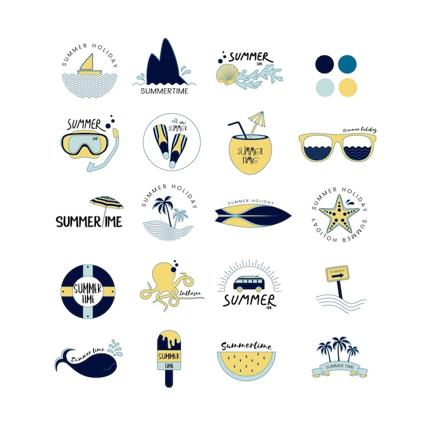 Free vector vector of summer icons set