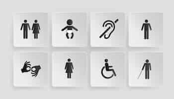 Free vector vector symbols of disabled, toilets, baby and mother room