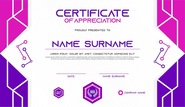 Free vector vector technology modern certificate template