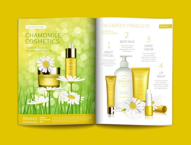 Free vector vector template for glossy cosmetic magazine.