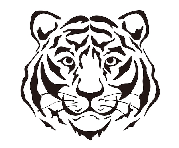 Free vector vector tiger head silhouette illustration isolated on a white background