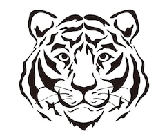 Vector tiger head silhouette illustration isolated on a white background