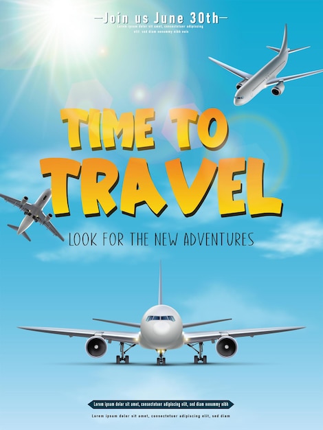 Vector travel banner Time to travel poster