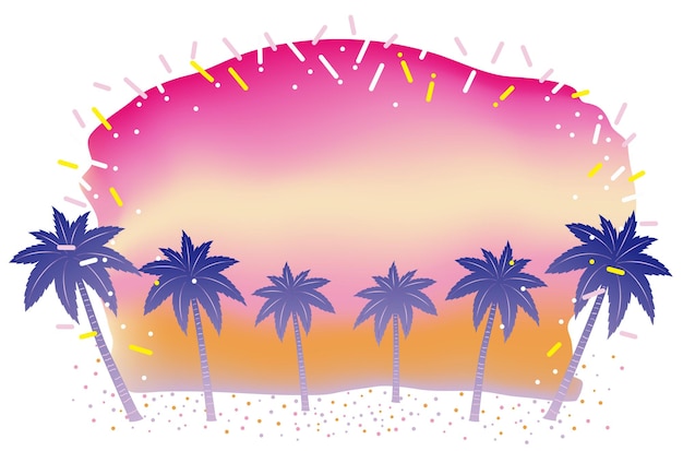 Vector Tropical Beach Background At Sunset With Text Space Isolated On A White Background