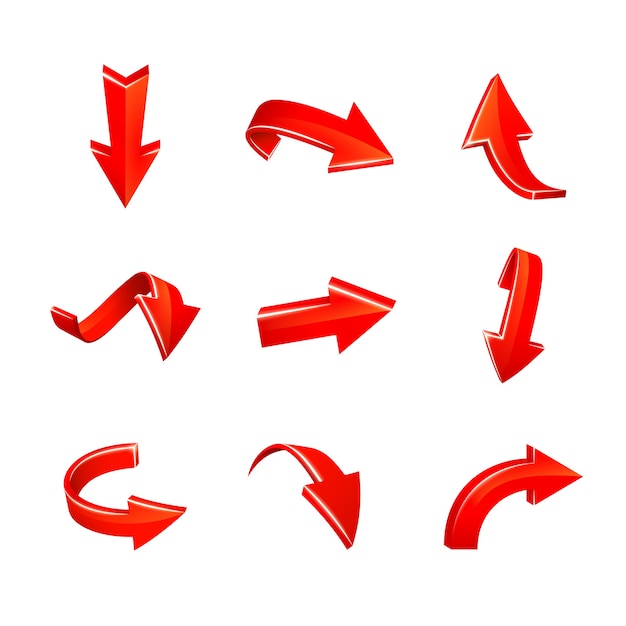 vector various red arrows set isolated