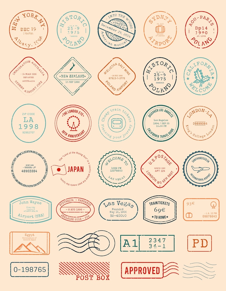 Free Vector vector of various stamp design