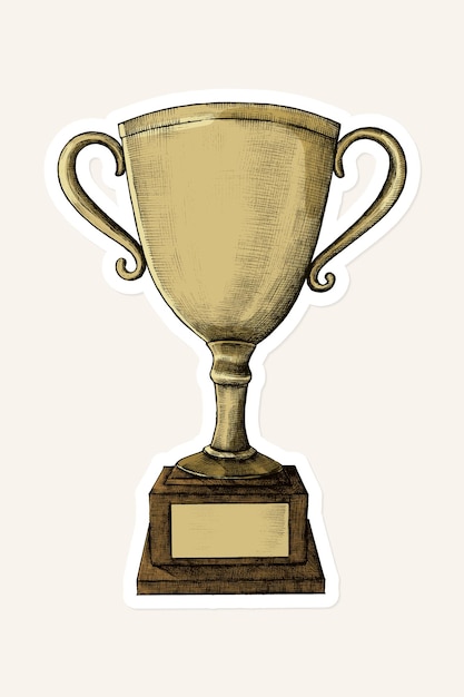 Бесплатное векторное изображение Вектор старинный золотой трофей стикер