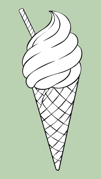 Clipart in bianco e nero del gelato dell'annata di vettore