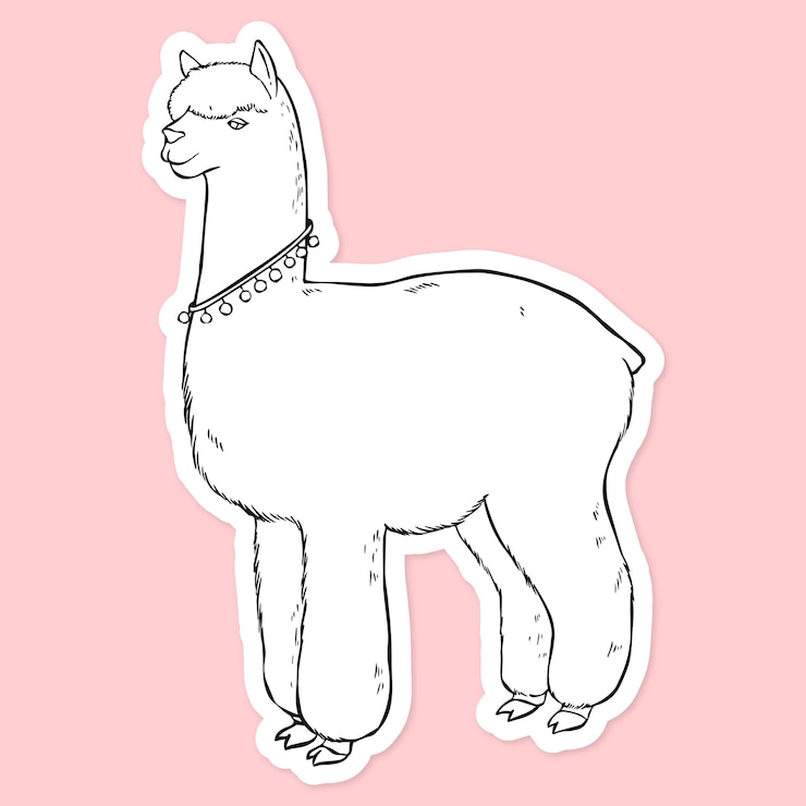 Free Vector vector vintage lama black and white clipart