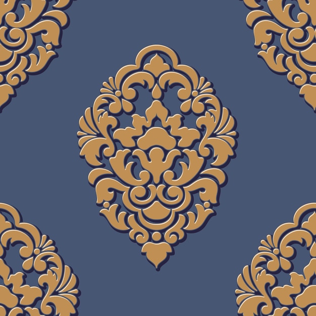 Free vector vector volumetric damask seamless pattern element elegant luxury embossed texture for wallpapers backgrounds and page fill 3d elements with shadows and highlights
