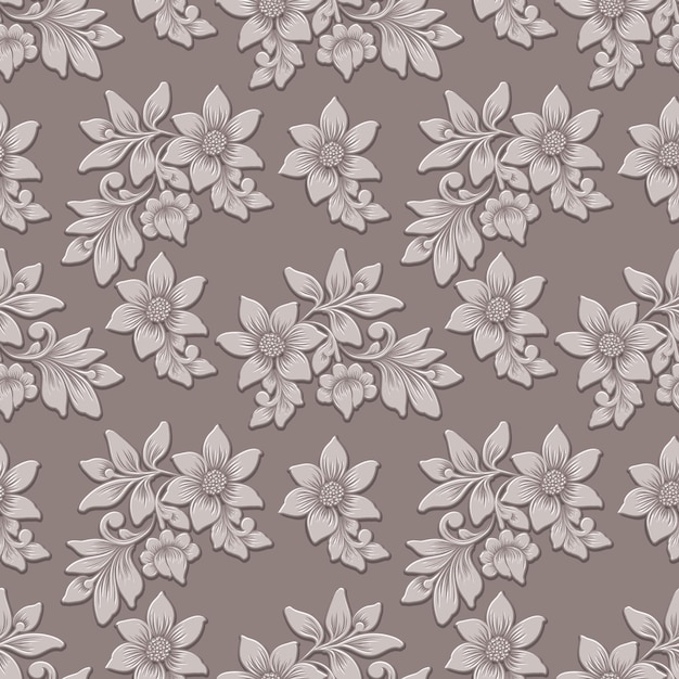 Vettore gratuito fondo senza cuciture del modello del fiore volumetrico di vettore. elegante texture in rilievo di lusso per gli sfondi, texture senza soluzione di continuità per gli sfondi. ornamento floreale classico 3d con ombre e luci.