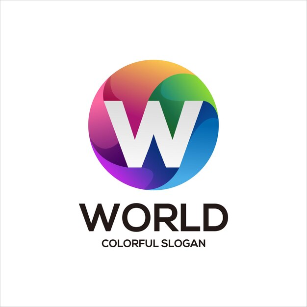 Vector w initial colorful gradient logo