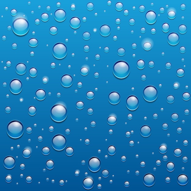vector water drops on blue background for beautifully designed