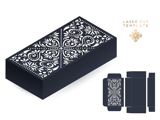 Free vector vector wedding card laser cut template box