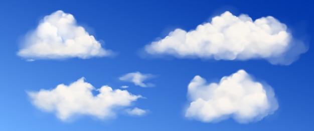 Free vector vector white fluffy clouds in blue sky