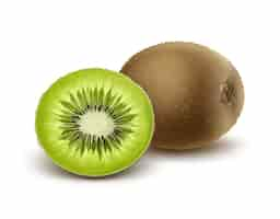 Free vector vector whole and half cut kiwi isolated on white background