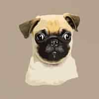 Free vector vectorized adorable pug sticker design resource