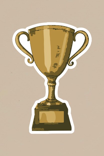 Vectorized gold trophy sticker with a white border