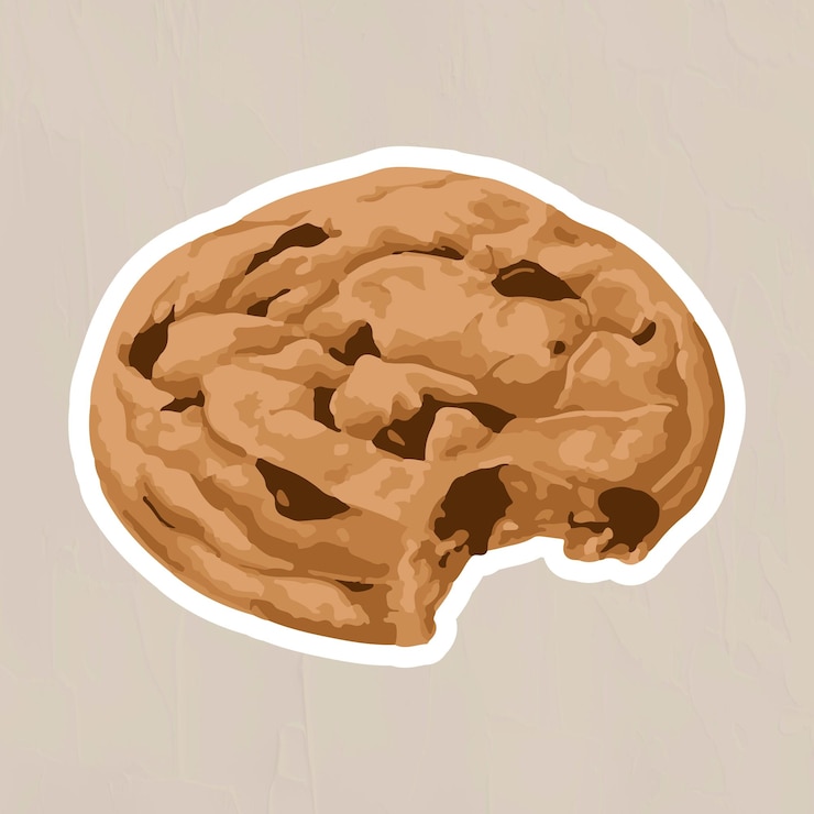 Free Vector vectorized hand drawn chocolate chip cookie sticker with a white border