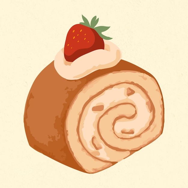 Free vector vectorized hand drawn strawberry shortcake sticker design resource