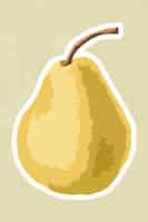 Free vector vectorized pear sticker overlay with white border design resource