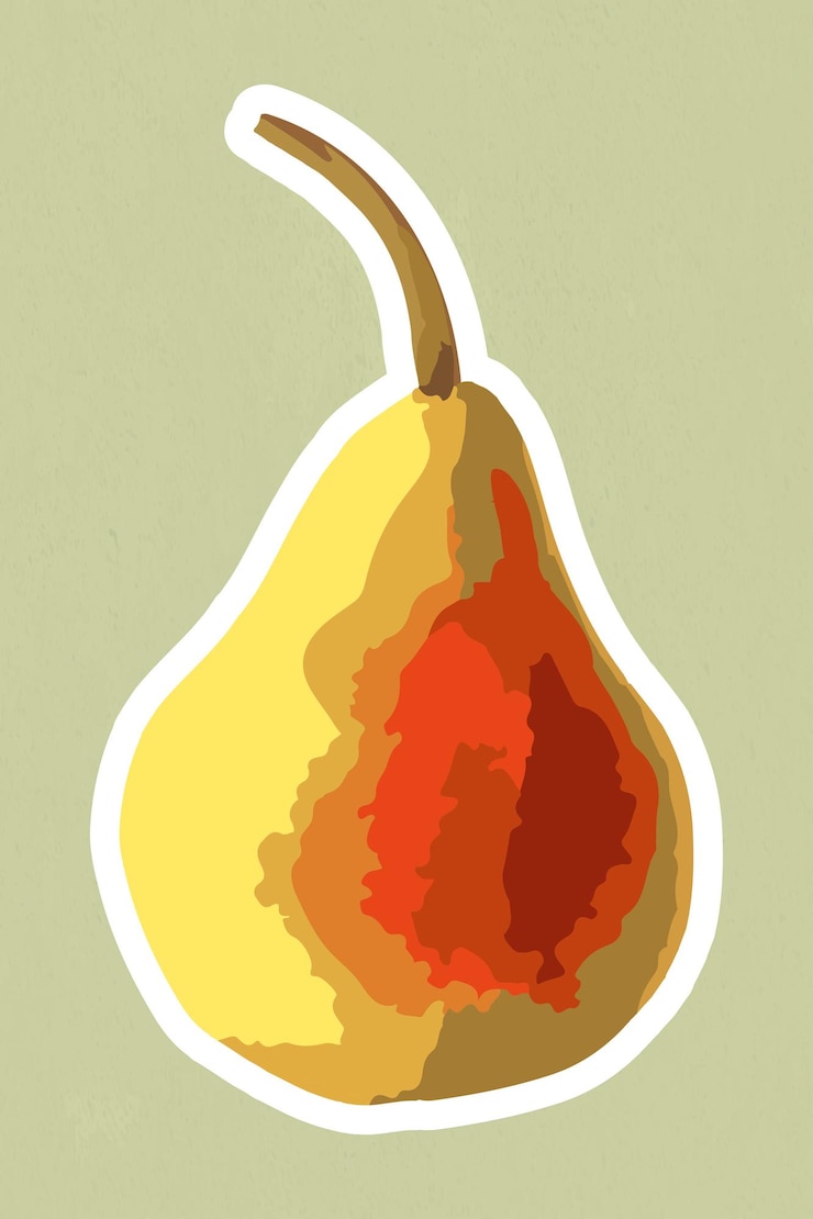 मुफ़्त वेक्टर vectorized pear sticker overlay with white border design resource