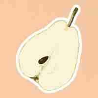 Free vector vectorized pear sticker overlay with white border design resource