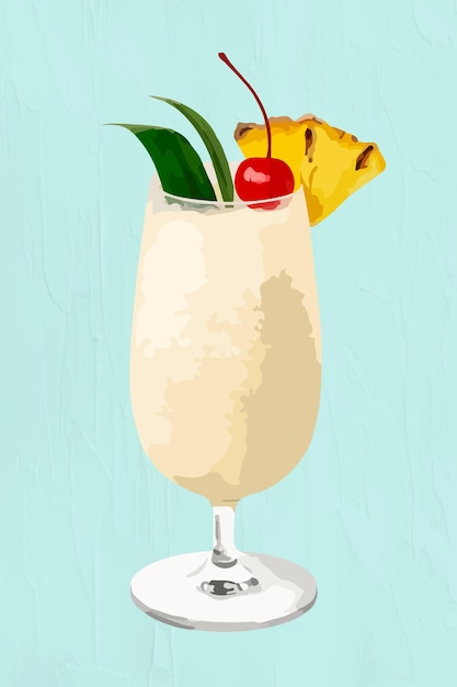 Free vector vectorized pina colada sticker design resource