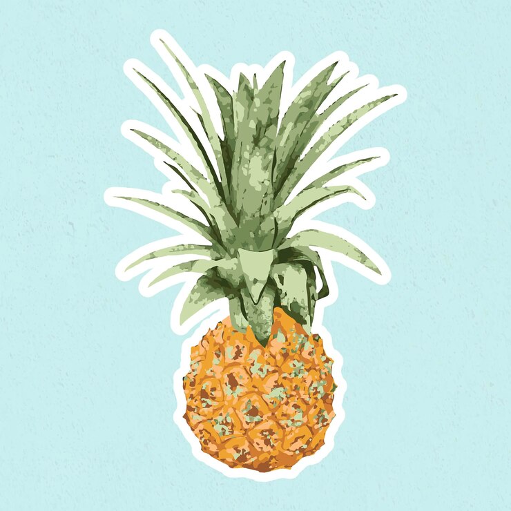 Free Vector vectorized pineapple sticker with white border on a blue background