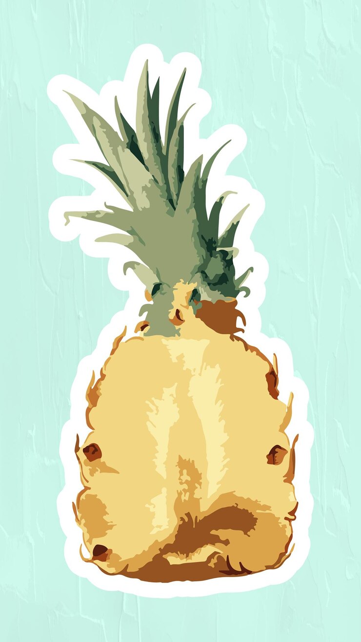 Free Vector vectorized pineapple sticker with white border design resource
