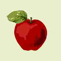 Free vector vectorized red apple on a green background