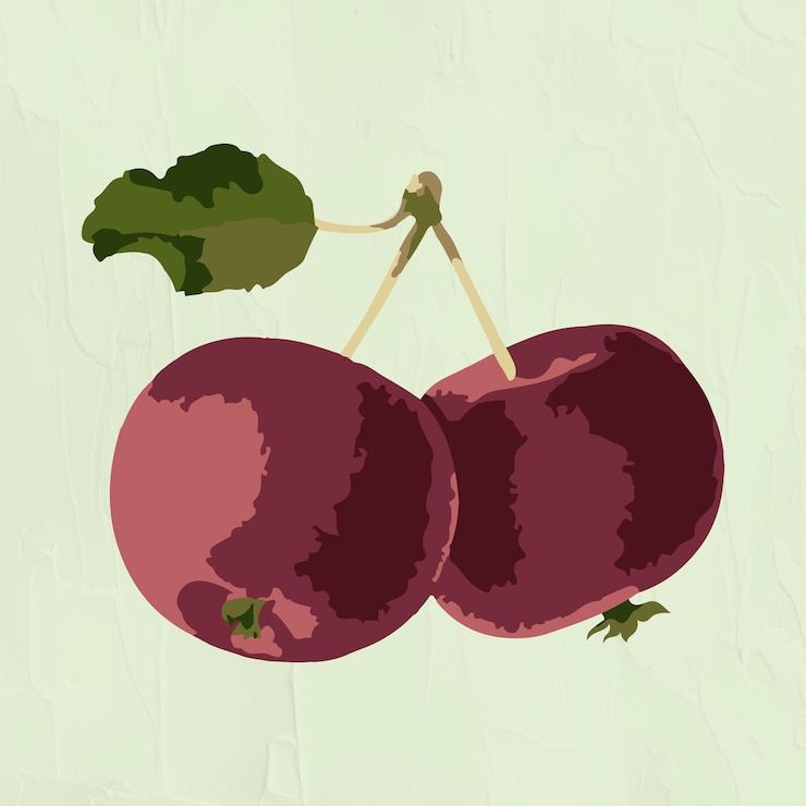 무료 Vector vectorized 빨간 체리 스티커 오버레이 디자인 리소스