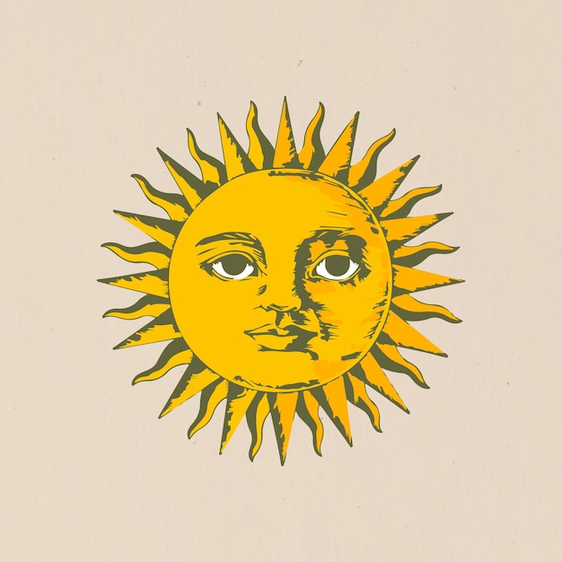顔のデザイン要素とベクトル化された太陽