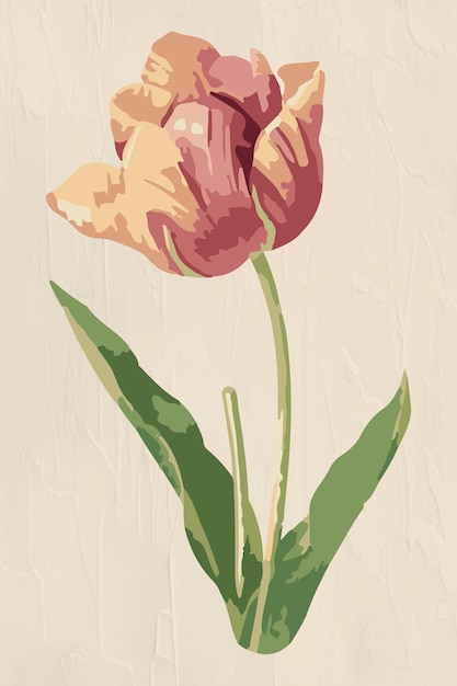 Vectorized tulip flower sticker overlay design element