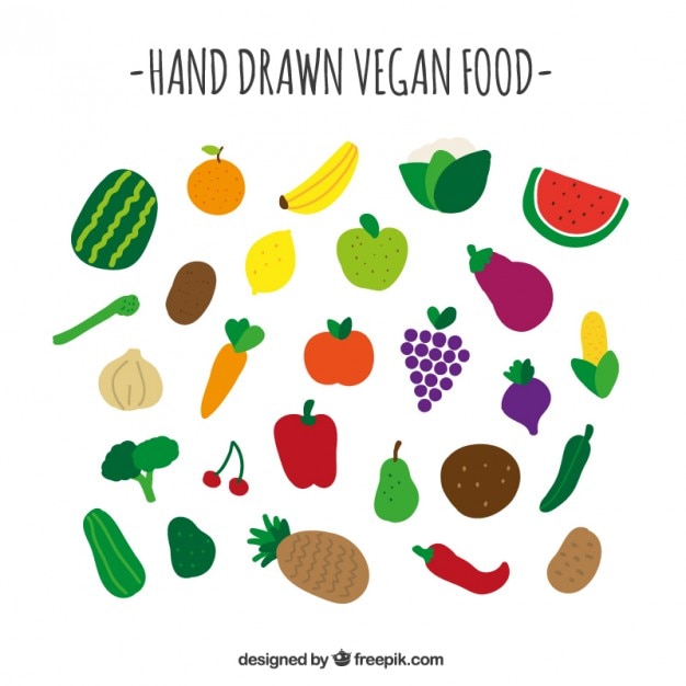 Бесплатное векторное изображение vegan коллекции продуктов питания